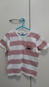 X girl stages Tシャツ 130cm エックスガールステージス キッズ 子供服 ホワイトピンクボーダー