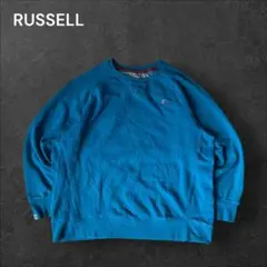 RUSSELL 古着 刺繍タグスウェット リバースウィーブ型 XL ブルー