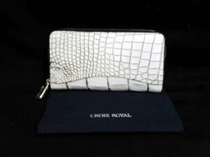 クロワ ロワイヤル CROIX ROYAL 長財布 ロングウォレット クロコダイル革 縦10×横18.8×厚み2.3cm 中古 ■