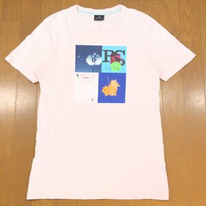 Paul Smith ポールスミス デカロゴプリント Tシャツ M ピンク系 半袖 コットン カジュアル メンズ 紳士