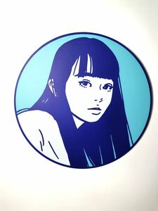 【模写】KYNE KAIKAI KIKI KYNE 2021年作品 円型 イラスト ブルー キャンバス 50x50cm 現代アート ly TIDE hime 花井祐介 美術品　村上隆