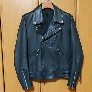 Scye DRESSTERIOR別注 ダブルライダースジャケット ネイビー 38 ゴートレザー サイ ヴィンテージ Lewis leathers Mascot addict clothes