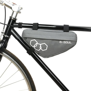 PFM 自転車用フレームバッグ グレー トライアングルバッグ 三角バッグ 財布やモバイルバッテリーの収納 自転車防水フロントバック 簡単取付