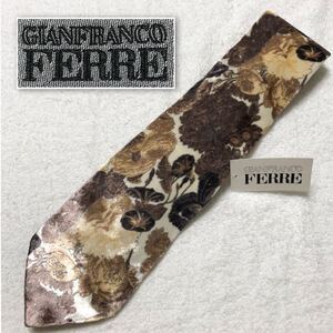 ■未使用タグ付き■超希少・起毛素材■GIANFRANCO FERRE ジャンフランコフェレ　ネクタイ　花柄　レーヨン×キュプラ　イタリア製