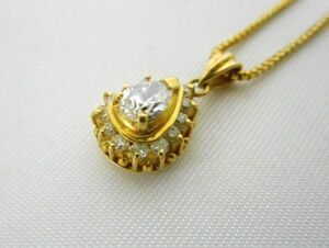 K18 ダイヤモンド０．２４ｃｔ＋メレダイヤ計０．１７ｃｔ ネックレス ベネチアンチェーン ４１ｃｍ ITALY750刻印