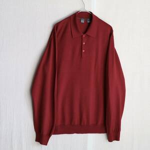 【ウール×シルク】 イタリア製 Vintage ニット ポロシャツ / XL プルオーバー ハイゲージ セーター ユーロ ビンテージ K4-09012-9341