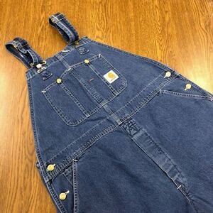 【FE019】USA製 Carhartt W40 L30 大きいサイズ ビッグサイズ オーバーオール デニム メンズブランド古着 カーハート 送料無料