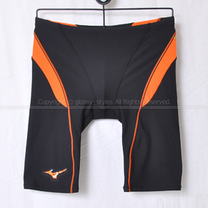 k1675-10■美品 mizuno ミズノ EXER SUITS エクサースーツ ハーフスパッツ練習用競泳水着 N2MB8078 ブラック×オレンジ XS