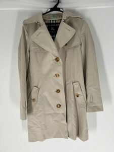 【2】トレンチコート スプリングコート バーバリーロンドン BURBERRY LONDON ノバチェック　レディース　日本製　40サイズ　ベージュ　中古