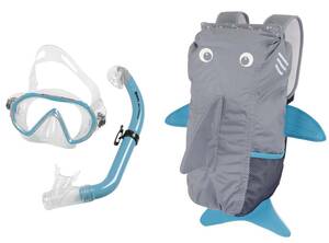 mares　SEA FRIENDS KIDS　LIGHT BLUE（サメ） マスク＆スノーケル＆バッグの3点SET　商品入れ替えの為、値下げしました