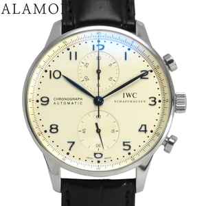 【保証書付】IWC ポルトギーゼ クロノグラフ IW371446 SS/革 自動巻き 腕時計 2016年 シルバー メンズ 40802107500【中古】【アラモード】