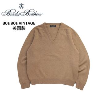 極美品 希少 80s 90s 英国製 BROOKS BROTHERS ラナウール ニット セーター メンズL ブルックスブラザーズ ビンテージ キャメル 2501182