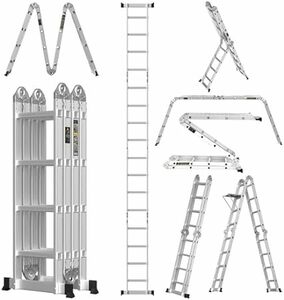 DayPlus多機能はしご 4.7mアルミ はしご兼用脚立多関節脚立簡単14変化 踏み台折りたたみ 足場台 洗車作業台 伸縮 はし