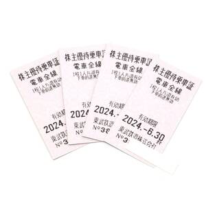 東武鉄道◆株主優待乗車証　４枚セット◆2024.6.30　切符　定形郵便　送料84円