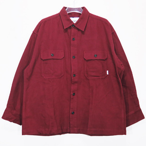 WTAPS ダブルタップス 23AW DECK 02/LS/COTTON.TWILL 232TQDT-SHM03 デッキ ロングスリーブ シャツ コットン ツイル バーガンディ Sepk