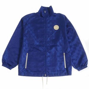 極美品□20AW GUCCI/グッチ 631892 OFF THE GRID GG総柄 レザーロゴパッチ トラックジャケット/ナイロンブルゾン 青 44 伊製 正規 日本限定