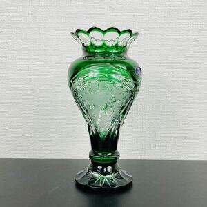 ELBE Crystal エルベ クリスタル 花瓶 グリーン 花器 フラワーベース 