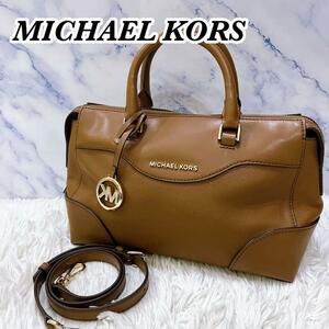 送料無料　良品　MICHAEL KORS　マイケルコース MAYA スモールサッチェル　2WAY ショルダーバッグ　レザー　本革　ブラウン　茶色