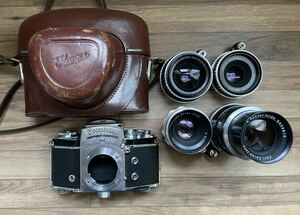 ◆Ihagee ◆Exakta Varex IIa ◆Carl Zeiss Jena レンズ4本◆ケース付き◆フィルム　クラシックカメラ　動作品