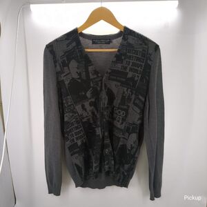 【中古】Hysteric Glamour ヒステリックグラマー カーディガン 綿 コットン メンズ ブラック SIZE M 毛羽立ち有 4ND-0652 ◆3104/磐田店