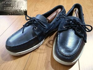 美品 ロニーファイグ RONNIE FIEG セバゴ SEBAGO 革靴 デッキシューズ レザーシューズ 黒 8M 約26㎝