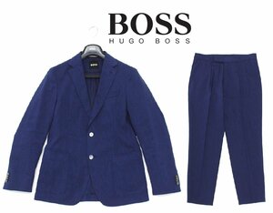 19万新品◆46=S◆BOSS ヒューゴボス 麻ブレンド ストレッチ素材 サマースーツ SLIM FIT『Ｃ_Hanry』濃青 1円