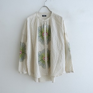 【定価1.6万】マーブルシュッド marble SUD *ギンバイカ Shirt*綿ドット織フラワー刺しゅうシャツブラウス(25-2405-238)【01F42】