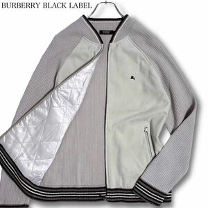 Lサイズ★ BURBERRY BLACK LABEL バーバリーブラックレーベル ブルゾン ベロア ジップアップ ノバチェック ラグラン袖 切替 カーディガン 