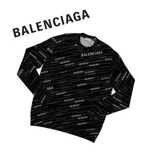 【美品】BALENCIAGA バレンシアガ ロゴ ジャガード ニット セーター ブラック XS