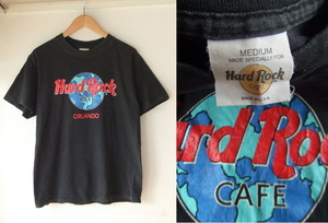 M/USA製★ハードロックカフェHard Rock Cafe ORLAND★90sビンテージTシャツ黒　アメリカ製 古着