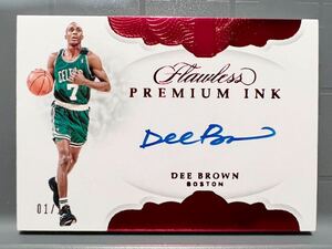 超高級版直書01/10枚限定 Auto 18 Panini Flawless Dee Brown ディー・ブラウン NBA サイン ユニフォーム バスケ Celtics 1991 Slam Dunk王