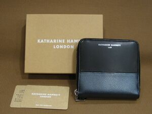 M1-906■未使用品 KATHARINE HAMNETT LONDON キャサリン・ハムネット ラウンドファスナー 2つ折り 財布