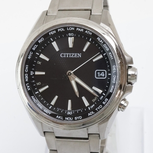 2501-560 DS シチズン アテッサ H149-S096073 電波ソーラー 腕時計 CITIZEN 日付 チタン エコドライブ 黒文字盤 純正ブレス