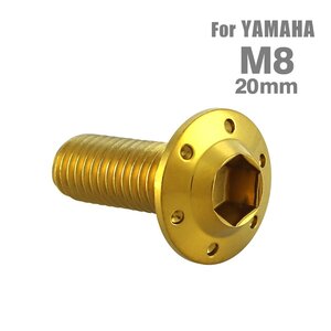 M8×20mm P1.25 ブレーキディスク ローター ボルト ホールヘッドH-1 ステンレス ヤマハ車用 YAMAHA ゴールド カスタム 1個 TD0010