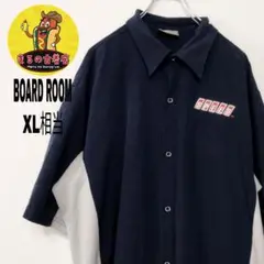 usa古着 BOARDROOM ワークシャツ　XL相当 ネイビー　グレーレイヨン