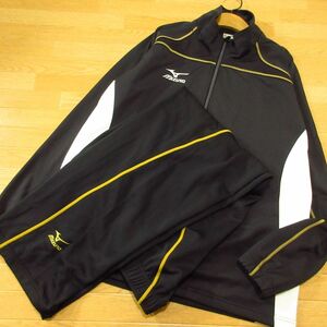 ◎美品！L 上下セット！MIZUNO ミズノ◆ジャージ ジャケット&パンツ 丈短め◆メンズ 黒x金◆BA0590