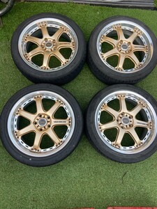 ボルクレーシング GT-7 215/45/18 7.5j+44 114.3 中古タイヤ付 ヴォクシー ノア 80シビックタイプR(FD2) オデッセイ アクセラ アテンザ等