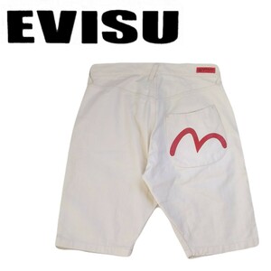 新品同様 入手困難 EVISU 生成り 方ポケ ホワイトデニムパンツ ハーフパンツ ジーンズ ジーパン W34 エビス エヴィス 山根 ヤマネ 240645