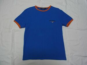 ☆美品☆ 90s POLO SPORT ポロスポーツ ラルフローレン 星条旗 刺繍 ロゴ 鹿の子 Tシャツ sizeM 青×橙 ☆USA古着 ビンテージ OLD 92 93