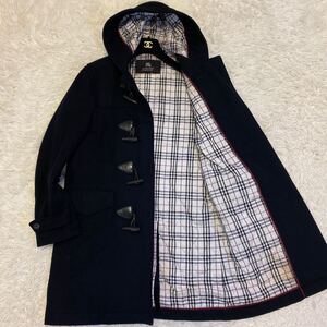 【極上カシミア】BURBERRY BLACK LABEL バーバリーブラックレーベル ダッフルコート ノバチェック カシミヤ Lサイズ ラムウール 大きいめ