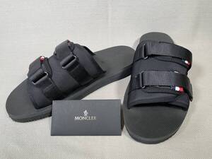 新品 本物 モンクレール MONCLER サンダル 43 SLIDEWORKS 黒 ブラック 本革 レザー ベルト シューズ 靴