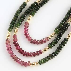 K18YG トルマリン 3連 ネックレス マルチカラー gold tourmaline neckless 325