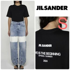 新作 6万◇JIL SANDER ジルサンダー 2024FW バックロゴ コットンTシャツ 半袖 クルーネック S ユニセックス J22GC0189 J46219