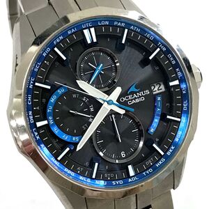 美品 CASIO カシオ OCEANUS オシアナス マンタ 腕時計 OCW-S3000-1A 電波ソーラー タフソーラー チタン マルチバンド6 ブルー 動作確認済