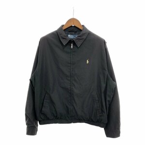 90年代 Polo by Ralph Lauren ポロ ラルフローレン スムースポリ スイングトップ ワンポイントロゴ ネイビー (メンズ XL) 中古 古着 P7659