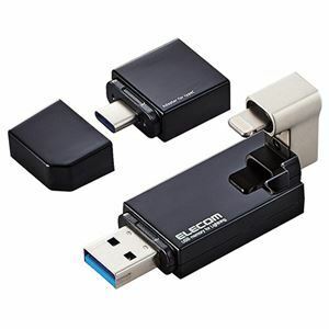 【新品】エレコムLightningコネクタ搭載USB3.2 Gen1メモリ 64GB ブラック MF-LGU3B064GBK1個