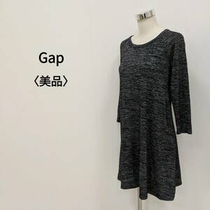 （V1-0737）Gap ギャップ ラグラン袖カットソーミニワンピース ダークグレー レディース