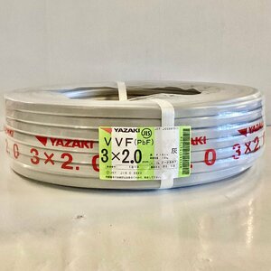 ☆1円スタート☆《X02908》矢崎電線 VVF3×2.0mm ビニルシースケーブル 灰 使いかけ 2021年製【16kg→14.3kg】残り約89ｍ 中古品 半端▼