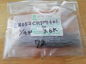 ★金属皮膜抵抗　ER052CHF3601　1/4W　1.0％　3.6KΩ　72個★未使用