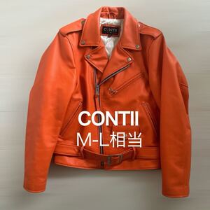 レアカラー オレンジ レザー ダブルライダース ジャケット 36 M｜シングルライダース xl l 美品 CONTII 赤 schott PERFECTO ワンスター48